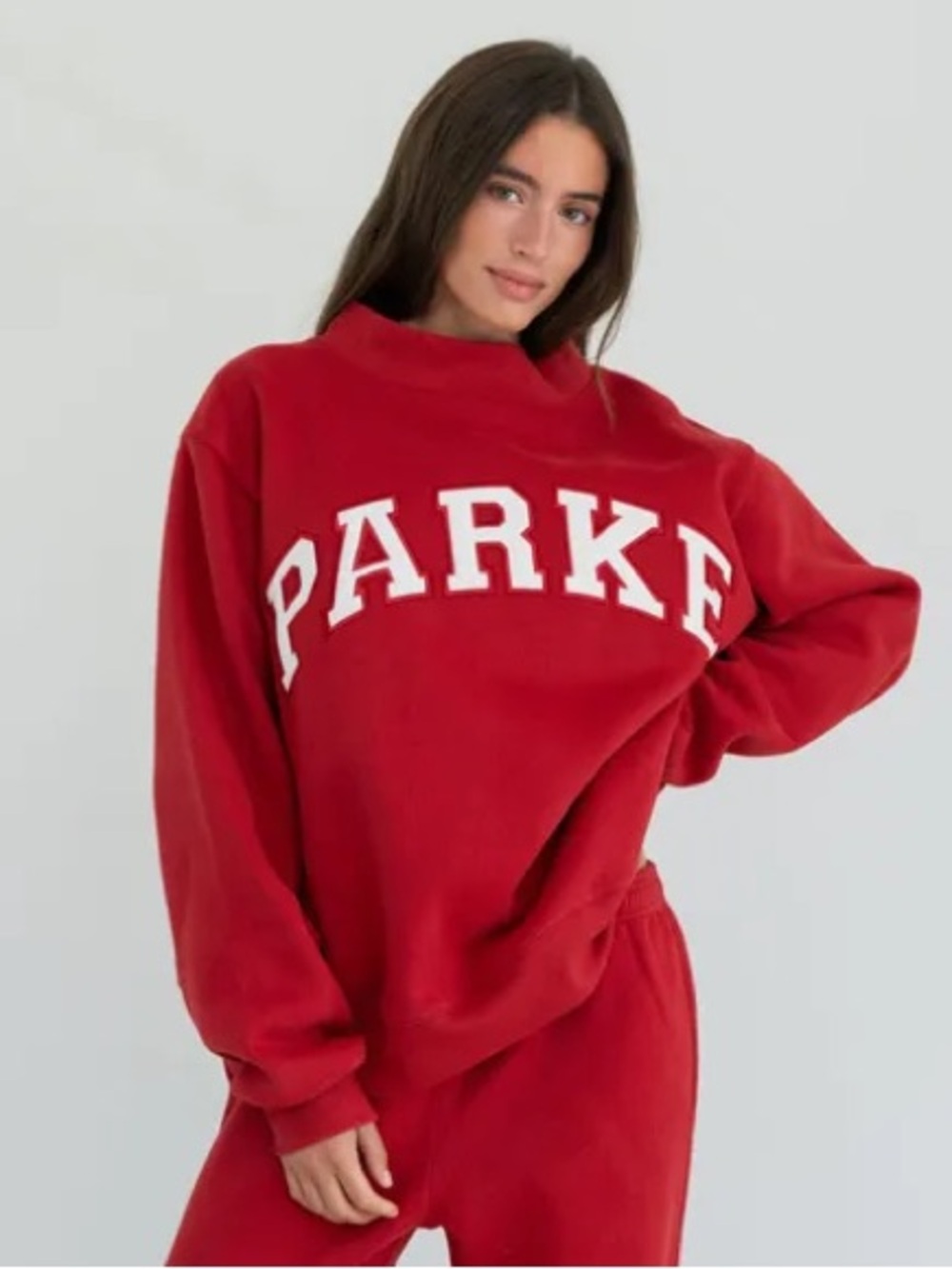 Parke Red Crewneck Sweatshirt with White Arch Logo